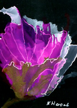 Sea Shell By The Sea Kathleen Hosch Dousman WI alcohol ink on black card stock
